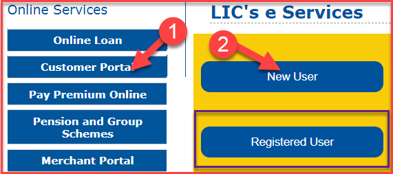 LIC Premium Payment Receipt Online New User Registration