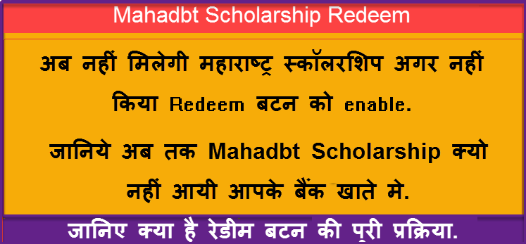 अब नही मिलेगी Maharashtra Scholarship अगर नही किया यह काम ! How To Redeem Mahadbt Scholarship Online. 1 mahadbt scholarship redeem kaise kare