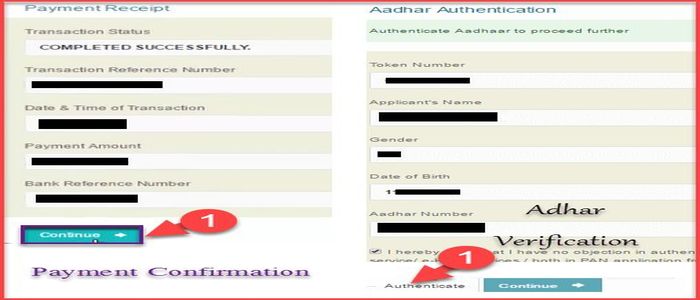 pan card correction form payment step